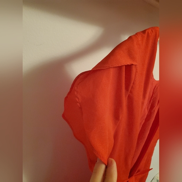 Molly Bracken V shape backless dress. Bow at tge back. Orange / red. Size L. - Picture 5 of 11